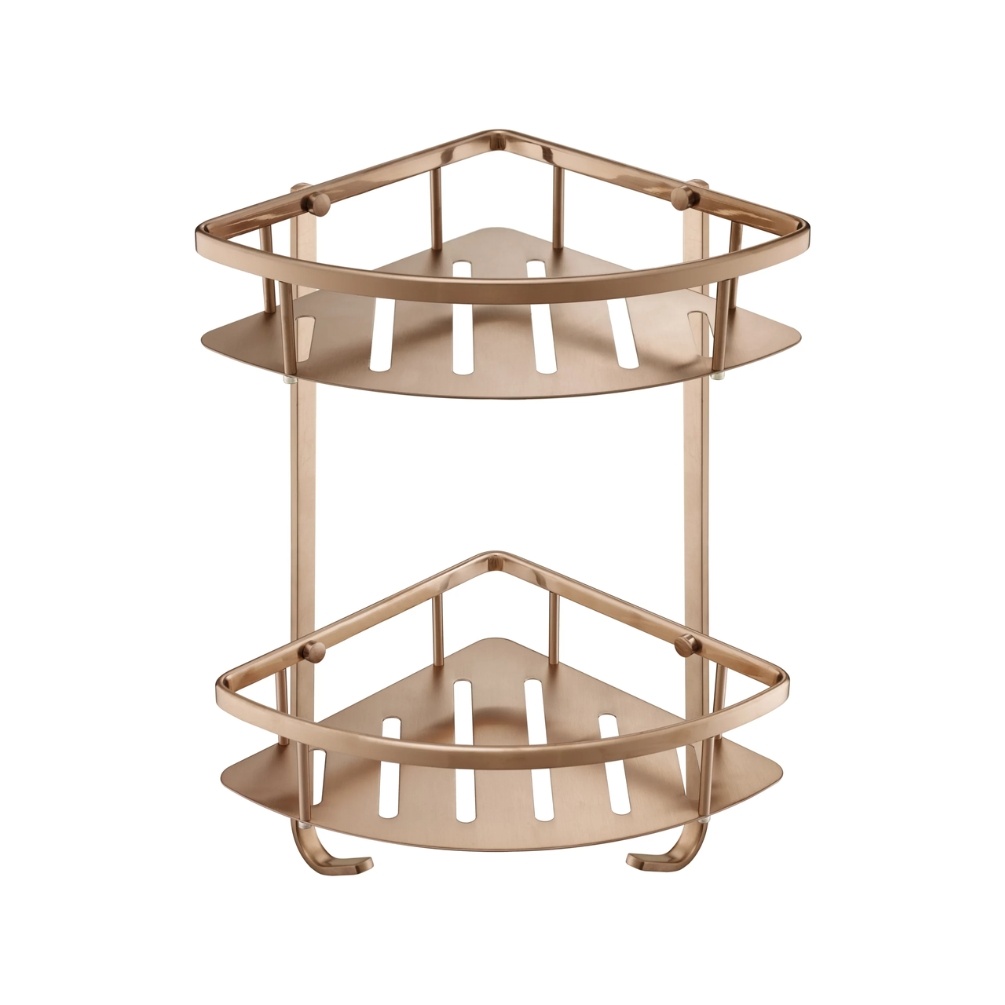 Product Cut out image of the JTP Vos Brushed Bronze Twin Corner Basket